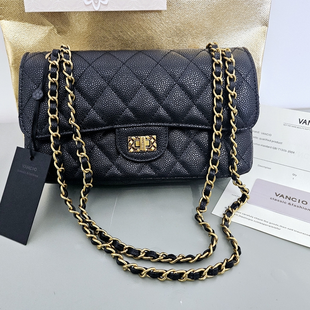 Vancio Black Quilted Purse